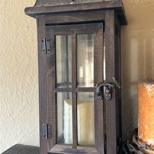 Vintage Rustic Brown with hardware Lantern Candle Holder